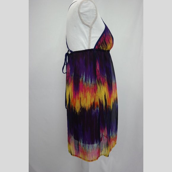 Kira Unique colorful Mini Dress. SEXY V-neck, BACKLESS w/ Convertible Straps - Picture 8 of 13